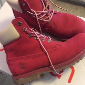 Timberlands- red leather size 7- women